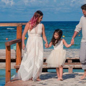 BCBG Off white Asymmetrical lace Dress